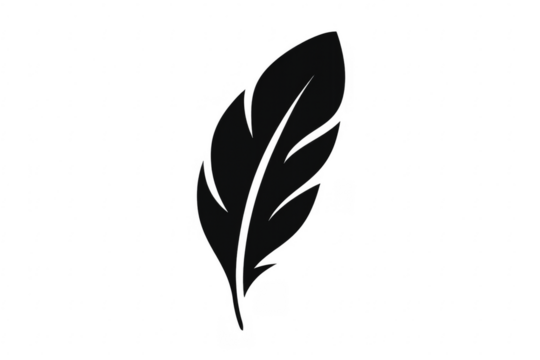 Black feather quill simple vector silhouette icon