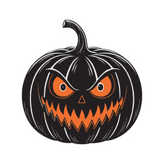 Scary Evil Pumpkin Face Halloween Jack O’Lantern Illustration