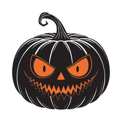 Scary Evil Pumpkin Face Halloween Jack O’Lantern Illustration