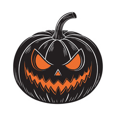 Scary Evil Pumpkin Face Halloween Jack O’Lantern Illustration