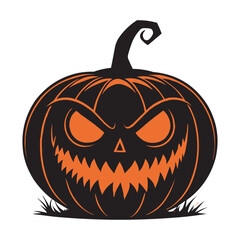 Scary Evil Pumpkin Face Halloween Jack O’Lantern Illustration