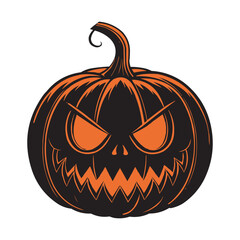 Scary Evil Pumpkin Face Halloween Jack O’Lantern Illustration