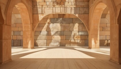 Minimalist Architectural Space With Archways And Soft Shadows