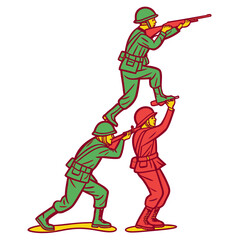 Obraz premium Stack of Toy Soldiers in Green and Red