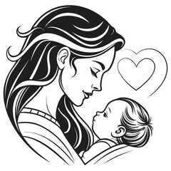 Tender Embrace of Mother and Child Vignette 