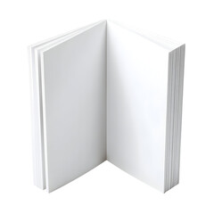Open book mockup with blank white pages transparent background