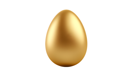 Isolated golden egg on a transparent background simple rendering