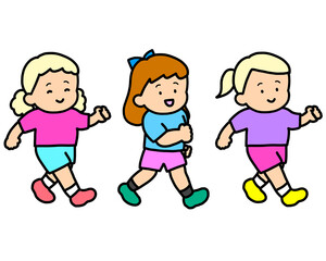 歩く白人の子供たち　女の子セット