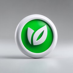 White And Green Eco Badge 3D Render