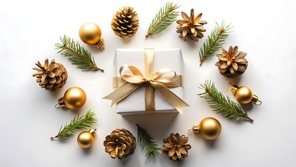 Minimal Composition with Single Gift Box and Pinecone