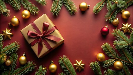 Overhead Shot of Luxury Gifts with Golden Ornaments and Decor