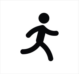 Man standing, walking, and running icon set. People symbols showing person in motion and posture. Human figure standing, walking, and running poses. Outline vector illustration.