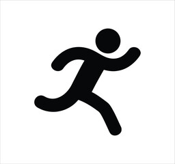 Man standing, walking, and running icon set. People symbols showing person in motion and posture. Human figure standing, walking, and running poses. Outline vector illustration.