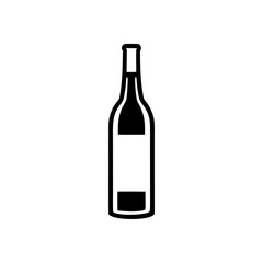A sleek outline of a wine bottle with a label.