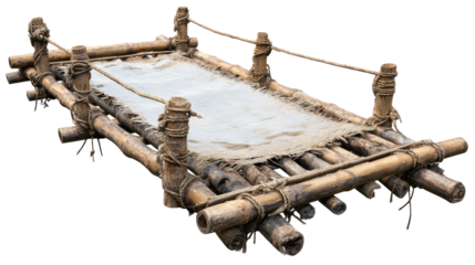 Bamboo raft with woven covering