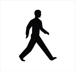 Man standing, walking, and running icon set. People symbols showing person in motion and posture. Human figure standing, walking, and running poses. Outline vector illustration.