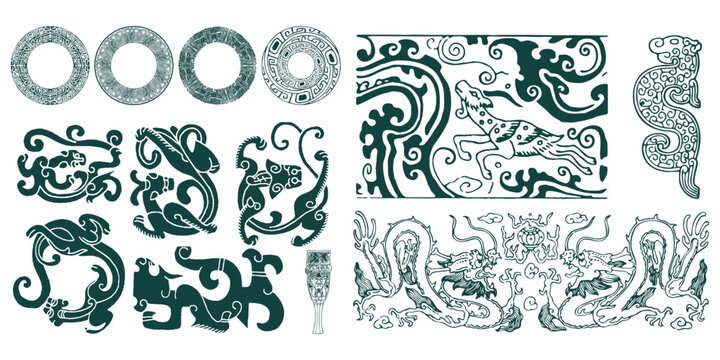 Chinese Traditional Bronze Pattern Vector Design