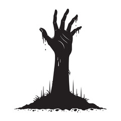 Zombie Hand Rising from Ground – Scary Halloween Horror Silhouette