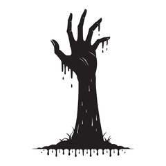 Zombie Hand Rising from Ground – Scary Halloween Horror Silhouette