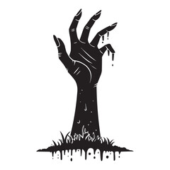 Zombie Hand Rising from Ground – Scary Halloween Horror Silhouette