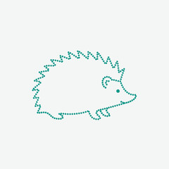 Minimalist Line Drawing of a Cute Hedgehog with Spiky Back and Small Snout on Light Gray