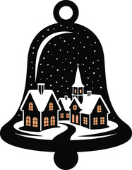 vector illustration of a house in winter , a black silhouette art vector for people