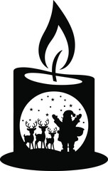 halloween cat and candle , a black silhouette art vector for people