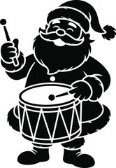 santa claus with ,a black silhouette art vector for people