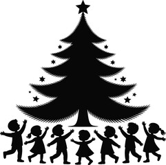 family christmas tree silhouette