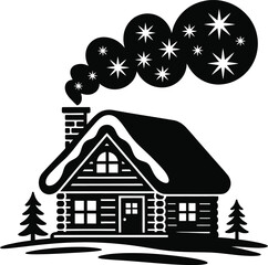 The image features an illustration of a house and a tree, a simple design icon for a real estate property or home symbol