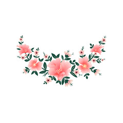 heart made of flowers, Hand-Drawn Floral Vector with Pink Blossoms