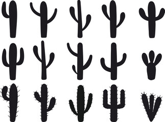 Cactus silhouettes illustrated on white

