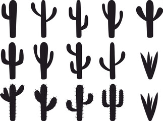 Cactus silhouettes illustrated on white

