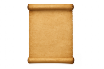 Old blank parchment scroll paper with transparent background