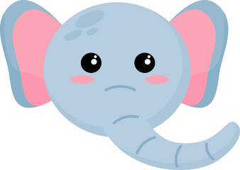 Cute Cartoon Head Elephant Illustration