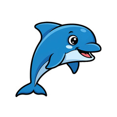 Fototapeta premium Cartoon Dolphin Illustration A Whimsical Design for Kids and Ocean Enthusiasts