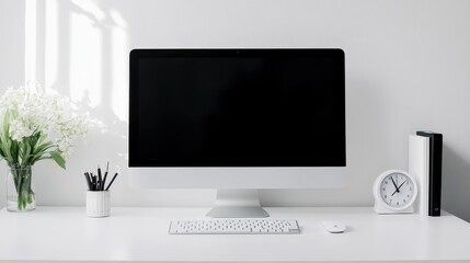 Fototapeta premium A computer sitting on top of a white desk