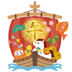 午年の華やかな宝船イラスト_2026年