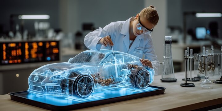 Automotive designer uses 3D holographic technology to visualize and craft an innovative car design in real time