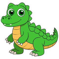 Fototapeta premium Cartoon green alligator or crocodile standing with happy smile