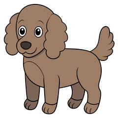 Fototapeta premium Cartoon-style brown poodle dog on a white background