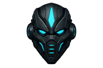 Cybernetic mask design with glowing blue elements
