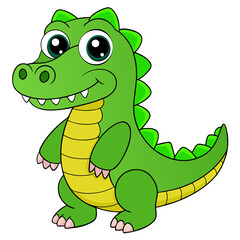 Obraz premium Cute cartoon alligator standing upright with a friendly smile