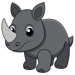 Cartoon style rhino illustration on a white background