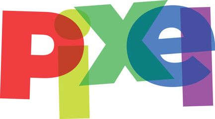 Colorful Abstract PIXEL Typography Graphic Design with Transparency and Overlapping Letters