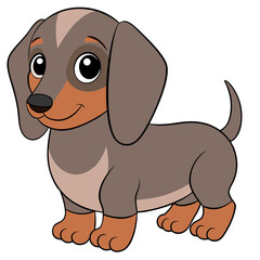 Cute dachshund puppy character isolated on a white background