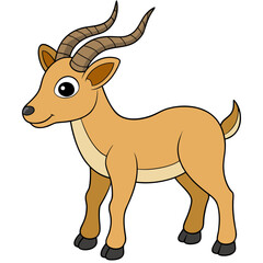 Cartoon stylized antelope stands looking right on a white background