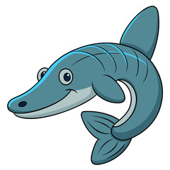 Cheerful cartoon fish character with friendly expression swimming