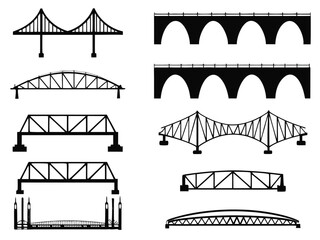 Set of bridge illustrated on white

