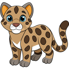 Cartoon cougar cub standing, cute illustration on white background